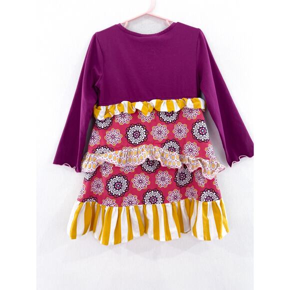 Three Sisters Girls size 4 Tiered Long Sleeve Dress Floral Ruffles Fall Winter - Picture 2 of 5